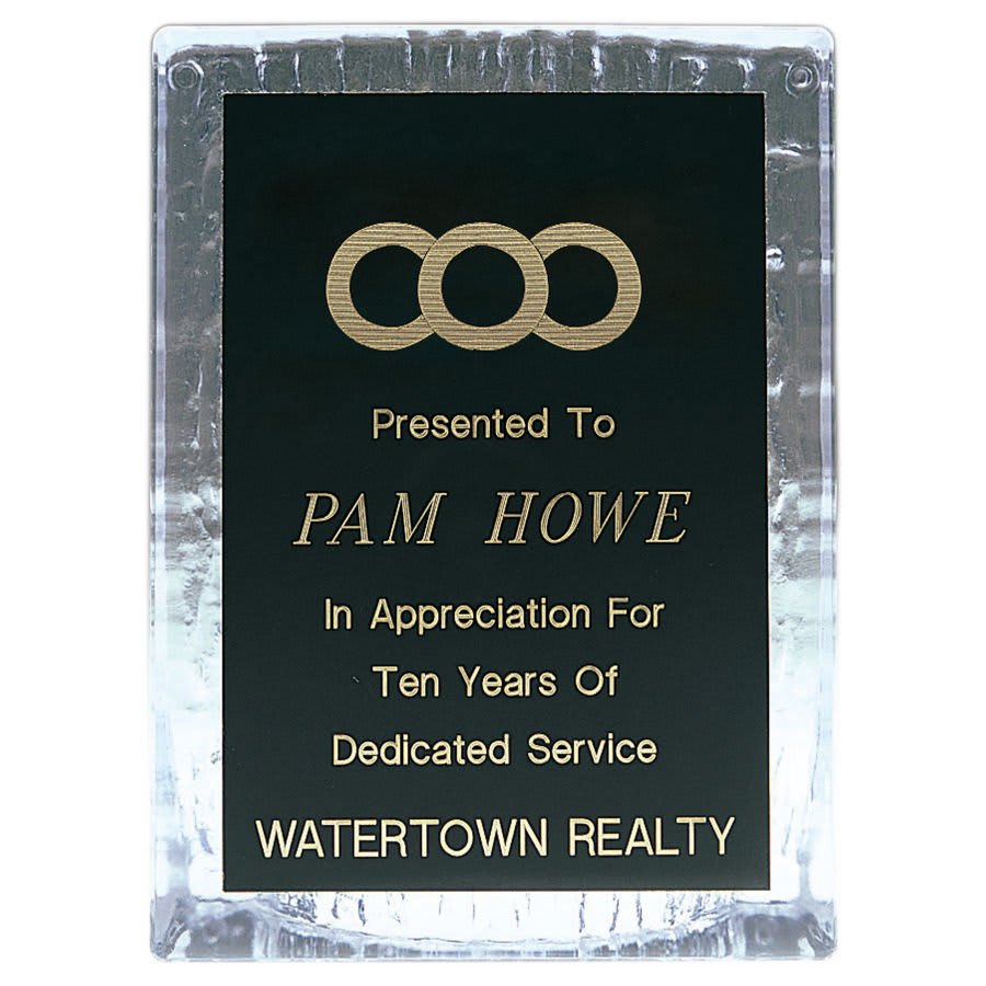 4 7/8" x 6 3/4" Clear Sculpted Ice Standing Plaque