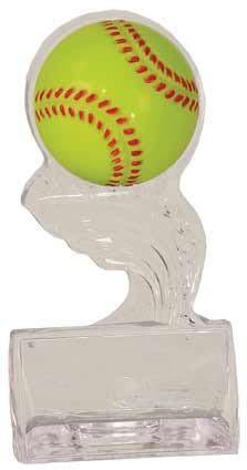 5 inch Clear Softball Splash Sculpted Ice Award