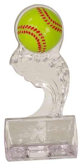 6 1/2 inch Clear Softball Splash Sculpted Ice Award