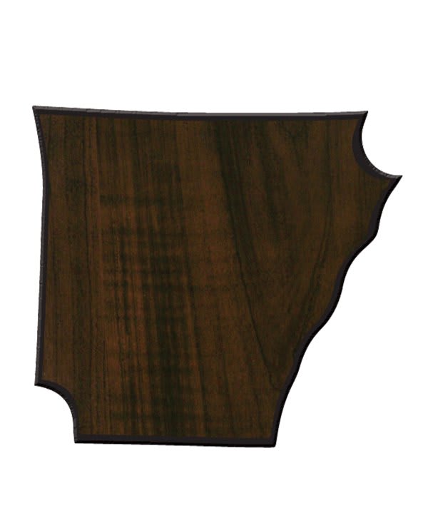 7 1/8" x 8 3/8" Walnut Finish Black Edge Arkansas State Plaque