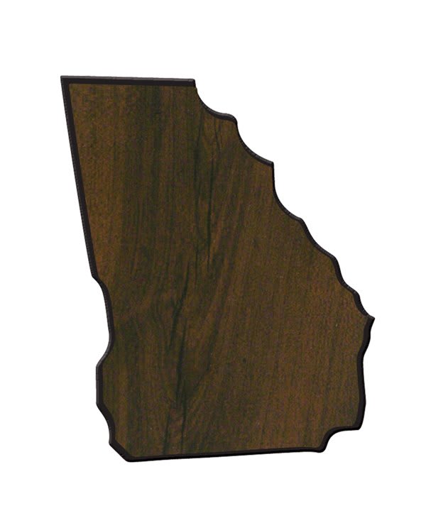 6 1/2" x 9" Walnut Finish Black Edge Georgia State Plaque