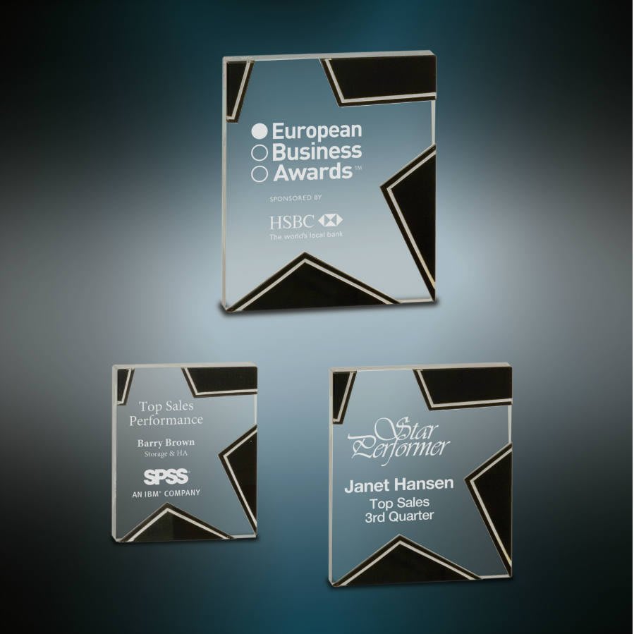 Silver and Black Star Glass Sample Set