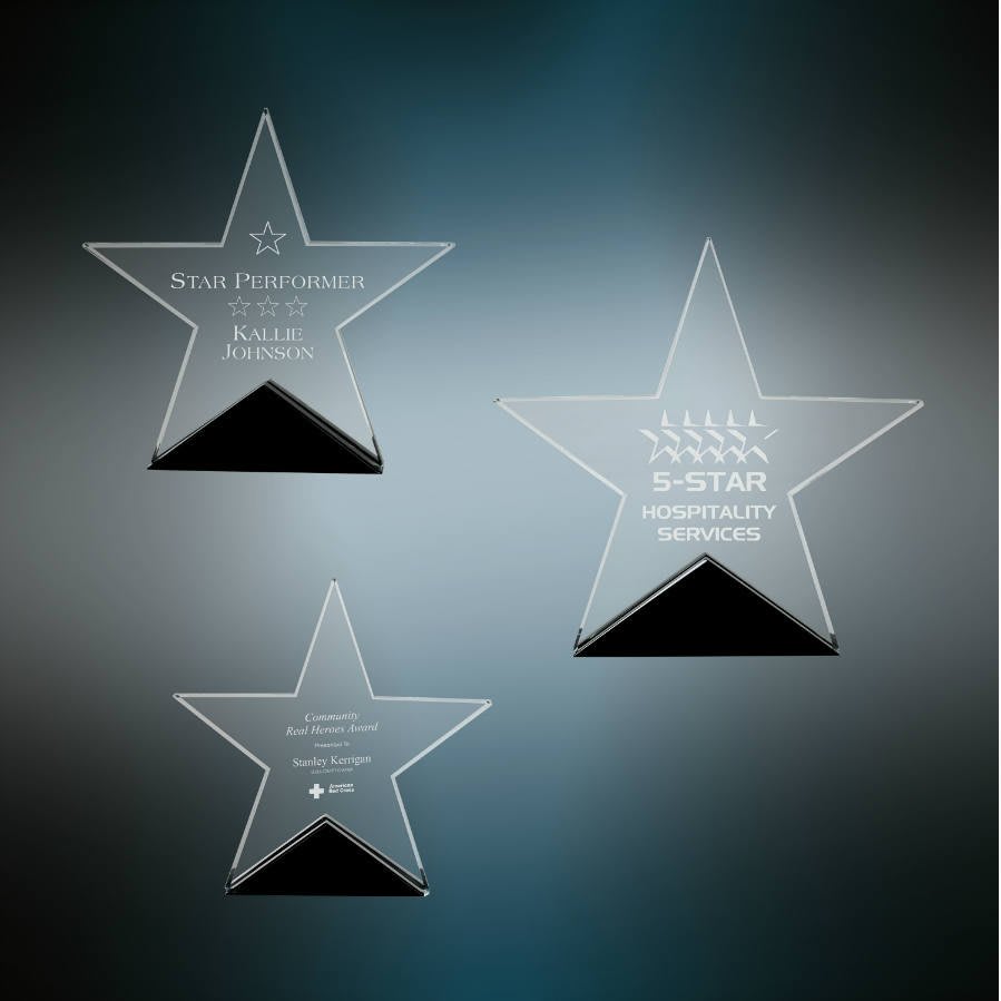 Clear Glass Star on Black Base Sample Set