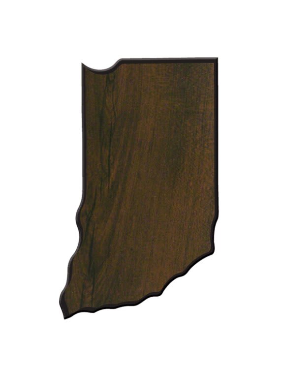6 1/2" x 10 3/4" Walnut Finish Black Edge Indiana State Plaque