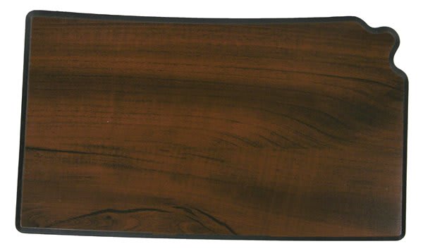 7 1/4" x 12 1/4" Walnut Finish Black Edge Kansas State Plaque