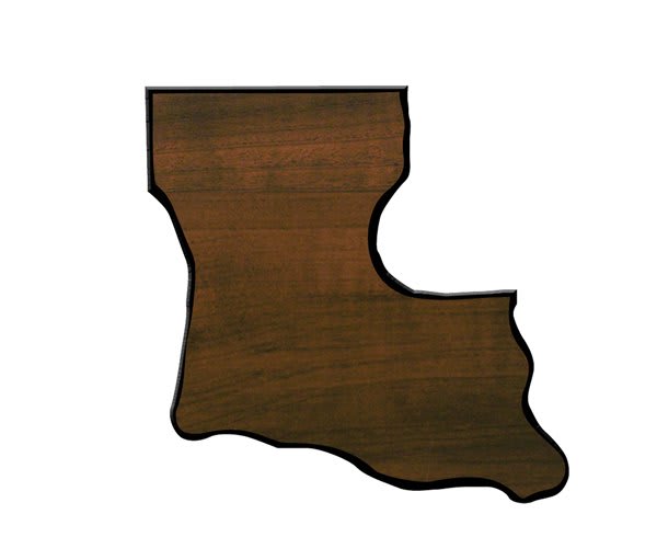 8 1/2" x 9 1/2" Walnut Finish Black Edge Louisiana State Plaque