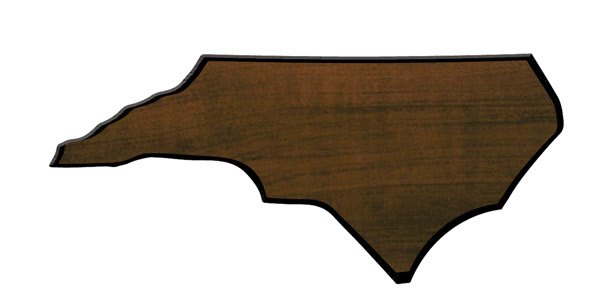 4 1/2" x 11 1/2" Walnut Finish Black Edge North Carolina State Plaque