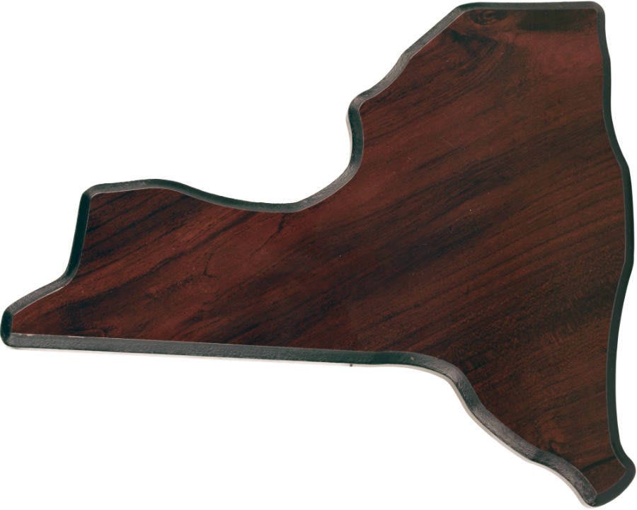 9" x 10 1/2" Walnut Finish Black Edge New York State Plaque