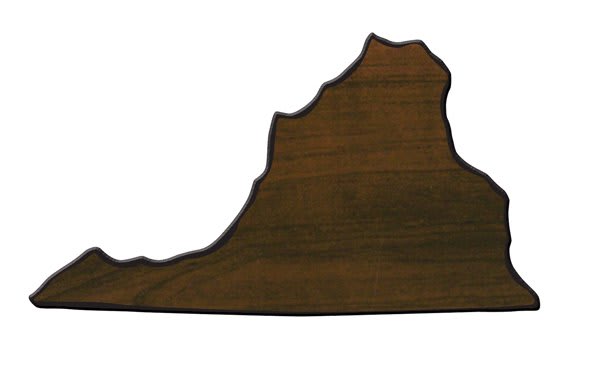 6 1/4" x 10 7/8" Walnut Finish Black Edge Virginia State Plaque