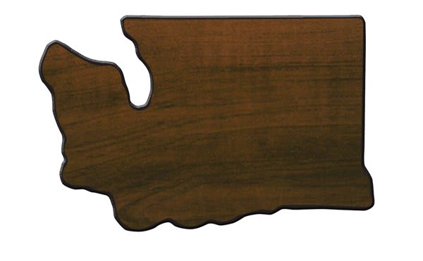 7 3/8" x 11 3/8" Walnut Finish Black Edge Washington State Plaque