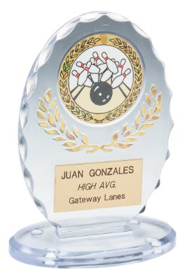 5 1/4" Clear/Gold Standing Oval