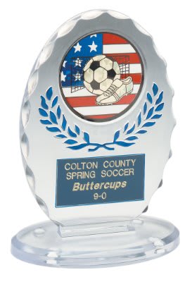 5 1/4" Clear/Blue Standing Oval