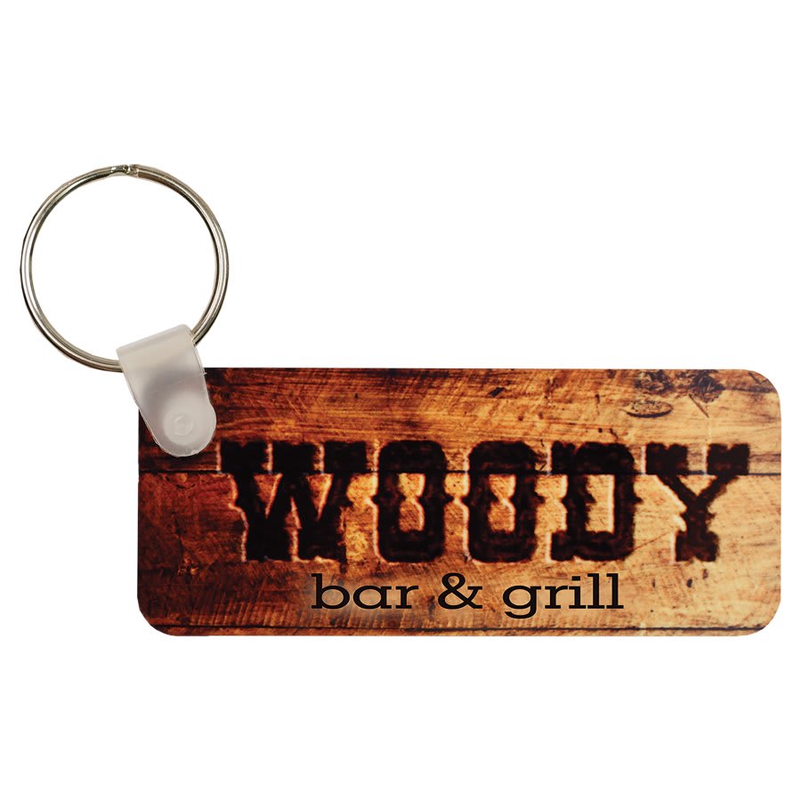 1.25" x 3" Gloss White Unisub Aluminum Sublimatable Rectangle Keychain