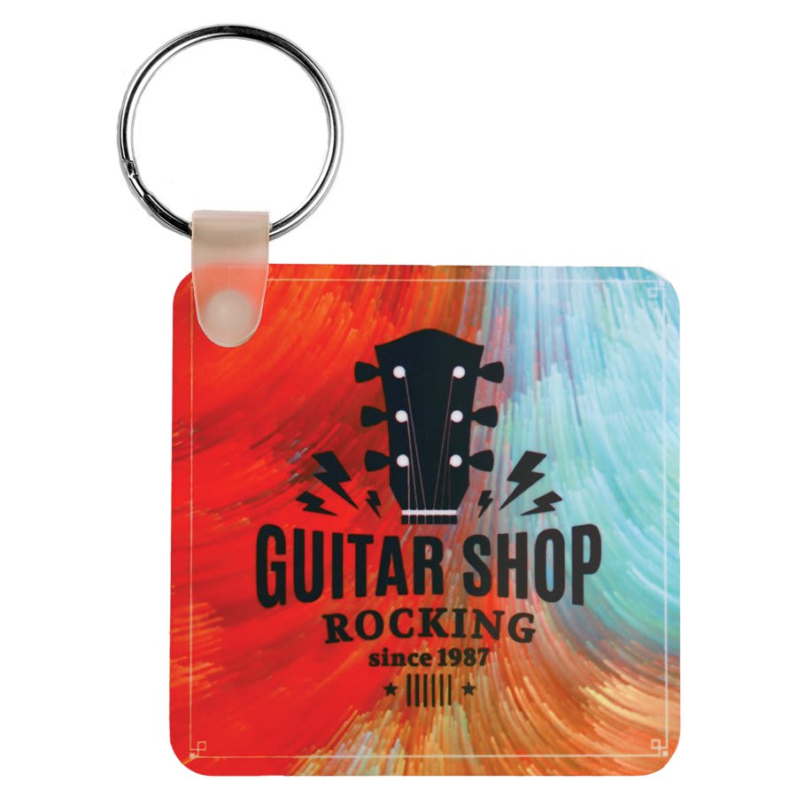 2.25" x 2.25" Gloss White Unisub Aluminum Sublimatable Square Keychain