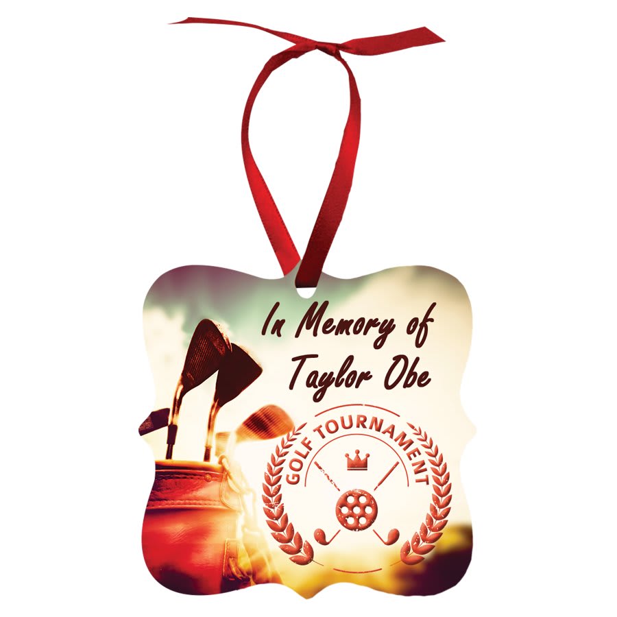 2.95" x 2.95" Gloss White Unisub Aluminum Prague Ornament, 2-sided