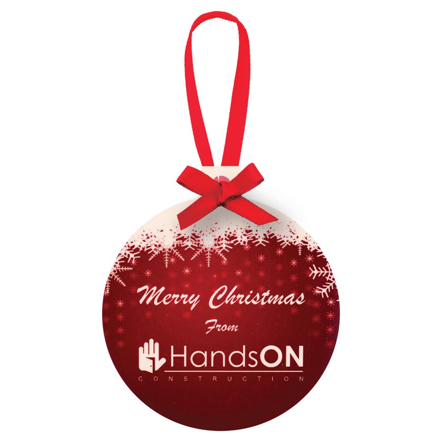 3" x 3.37" Gloss White Unisub Aluminum Ball Ornament, 2-sided