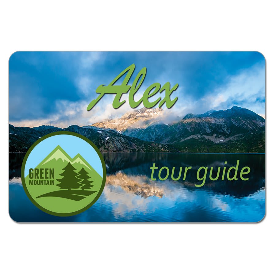 3" x 2" Gloss White Unisub Aluminum Name Badge with Radius Corners