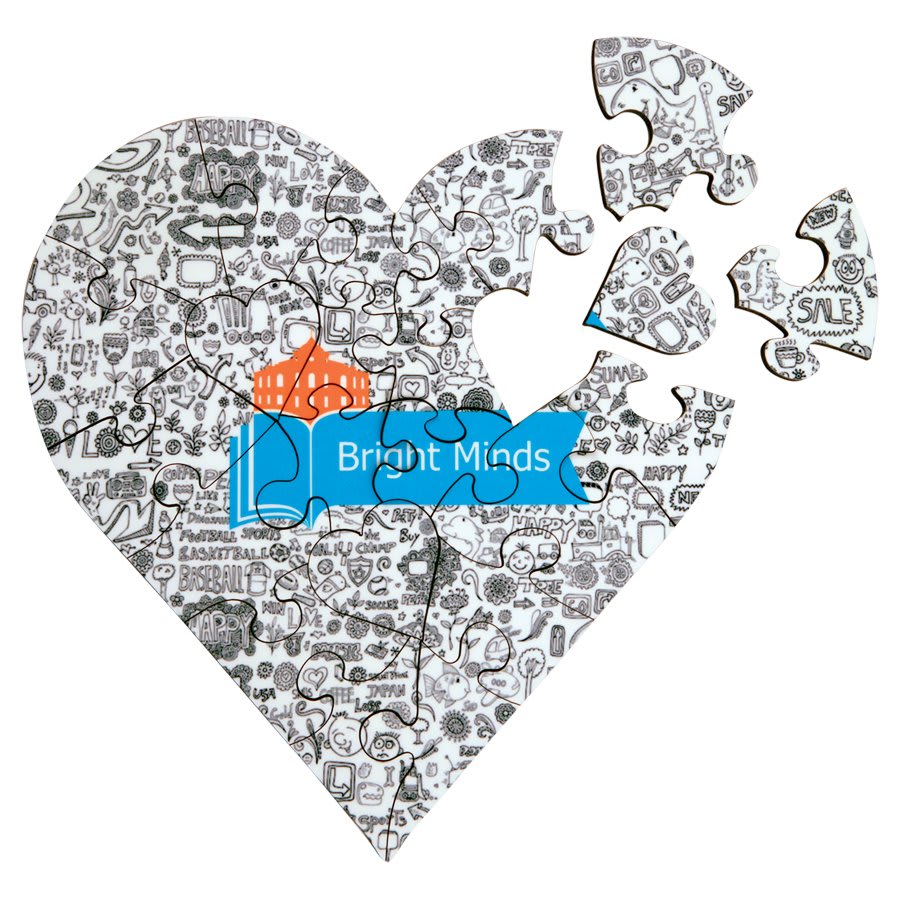 6.7" Unisub Sublimatable Heart 23-Piece Puzzle