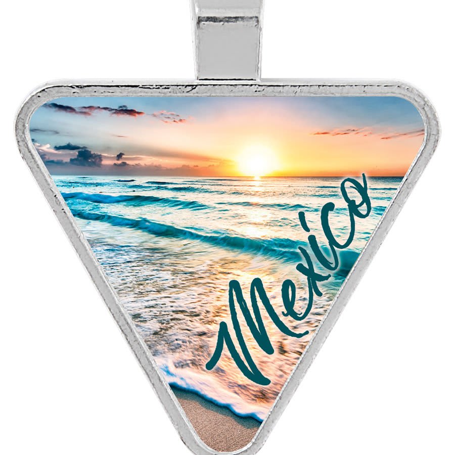 1.15" x 1.25" Unisub Silver Bezel Triangle Pendant w/ Semi-Gloss White Insert