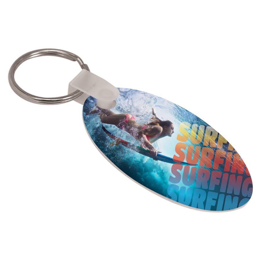 1.375" x 2.5" Gloss White Unisub Aluminum Sublimatable Oval Keychain
