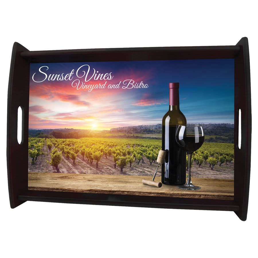 17.625" x 11.875" Unisub Espresso Black Serving Tray with Sublimatable Insert