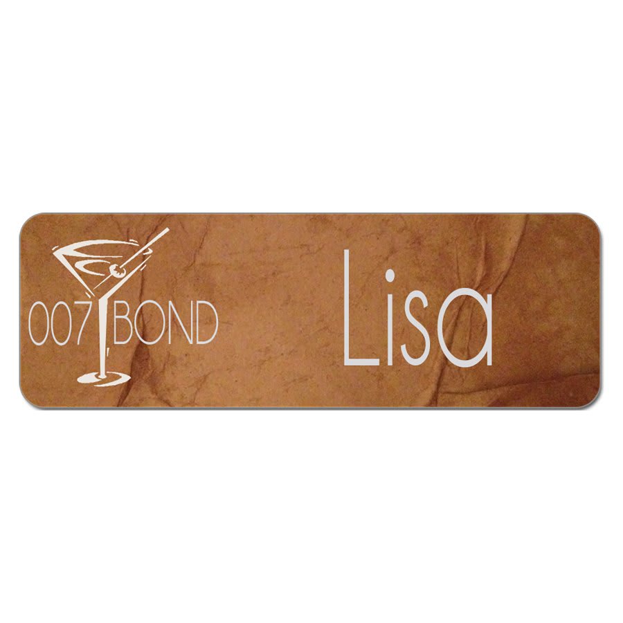 3" x 1" Gloss White Sublimatable UVSub Aluminum Name Badge with Radius Corners