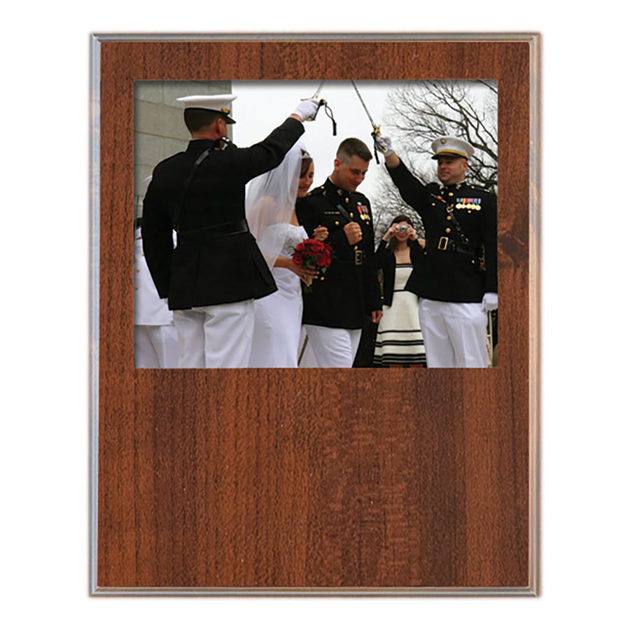 11 1/2" x 15" Value Cherry Finish Slide-In Frame Plaque with 10" x 8" Window