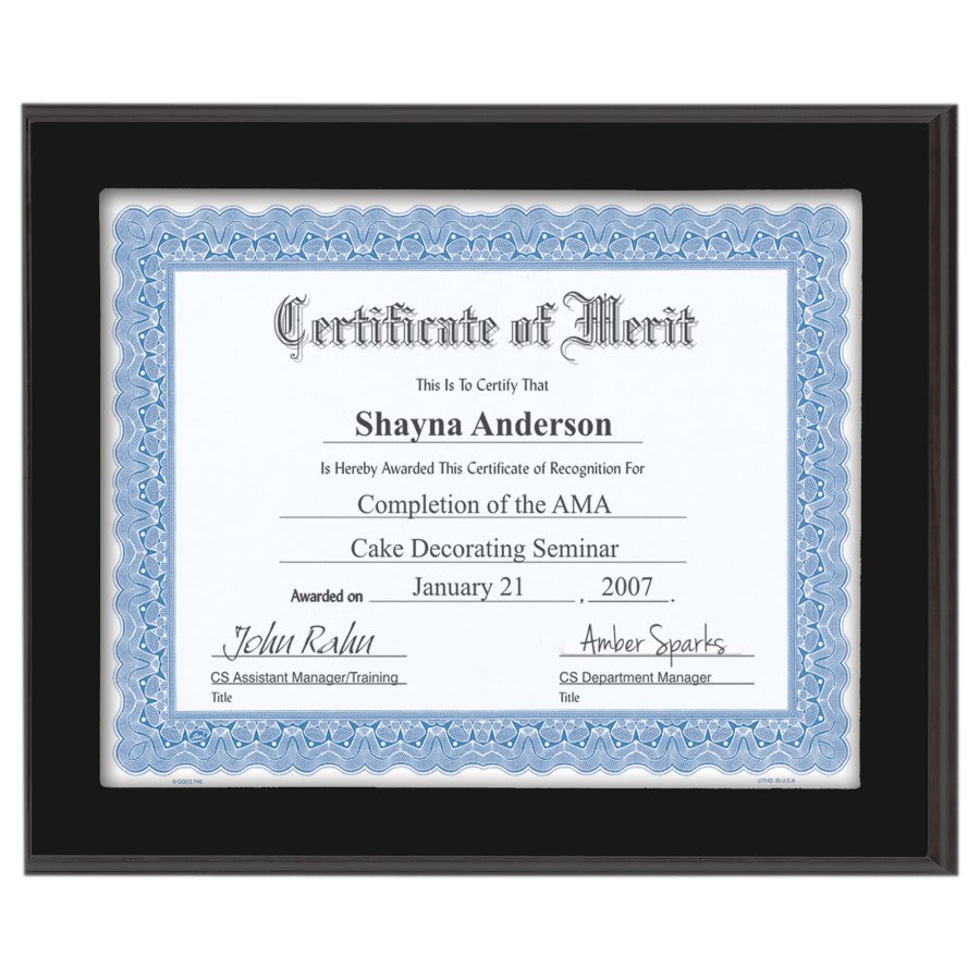 12" x 10" Value Matte Black Finish Slide-In Frame Plaque 10" x 8" Window