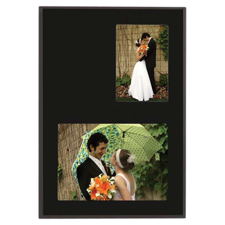 9" x 13" Value Matte Black Finish Slide-In Plaque w/ 3 1/2"x5" & 7"x5" Windows