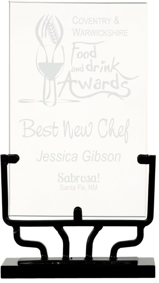 8 1/2" Vertical Rectangle Vintage Glass with Iron Base