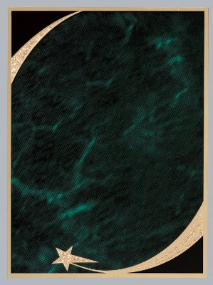 5" x 7" Green Marble/Gold Brass Plated Steel Victory Star Plaque Plate