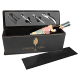 Black/Gold Leatherette Single Wine Box with Tools