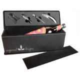 Black/Silver Leatherette Single Wine Box with Tools