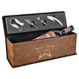 Rustic/Gold Leatherette Single Wine Box with Tools