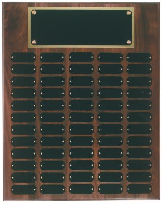 60 Plate Genuine Walnut Completed Perpetual Plaque