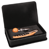 Black/Gold Leatherette 2-Piece Wine Tool Set