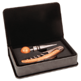 Gray Leatherette 2-Piece Wine Tool Set