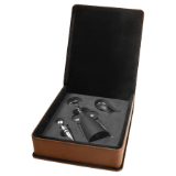 Dark Brown Leatherette 3-Piece Wine Tool Set