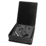 Black/Silver Leatherette 3-Piece Wine Tool Set