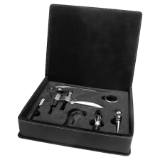 Black/Silver Leatherette 5-Piece Wine Tool Set