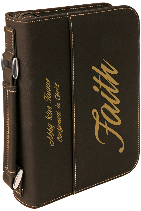 6 3/4" x 9 1/4" Black/Gold Leatherette Book/Bible Cover with Handle & Zipper