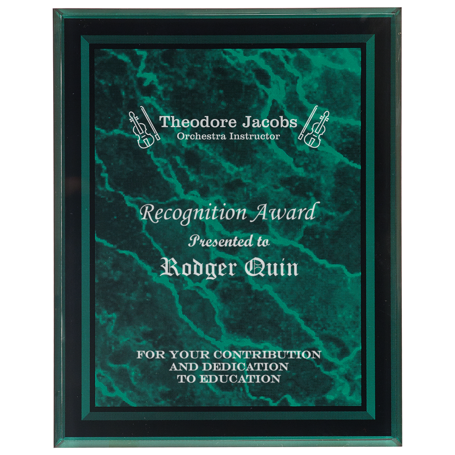 8" x 10" Green Marble Border Clear-Plaq Acrylic