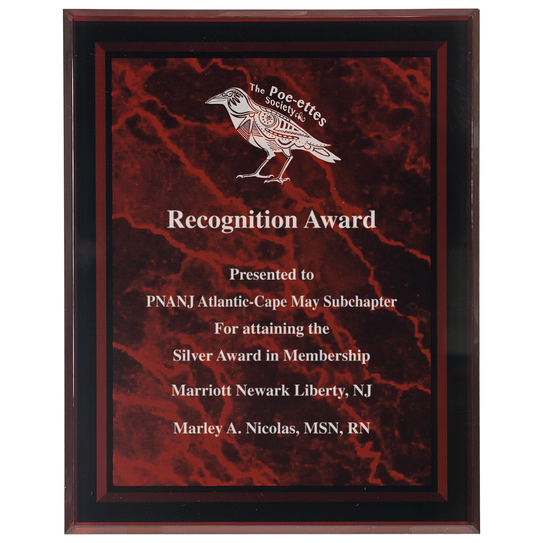 8" x 10" Red Marble Border Clear-Plaq Acrylic