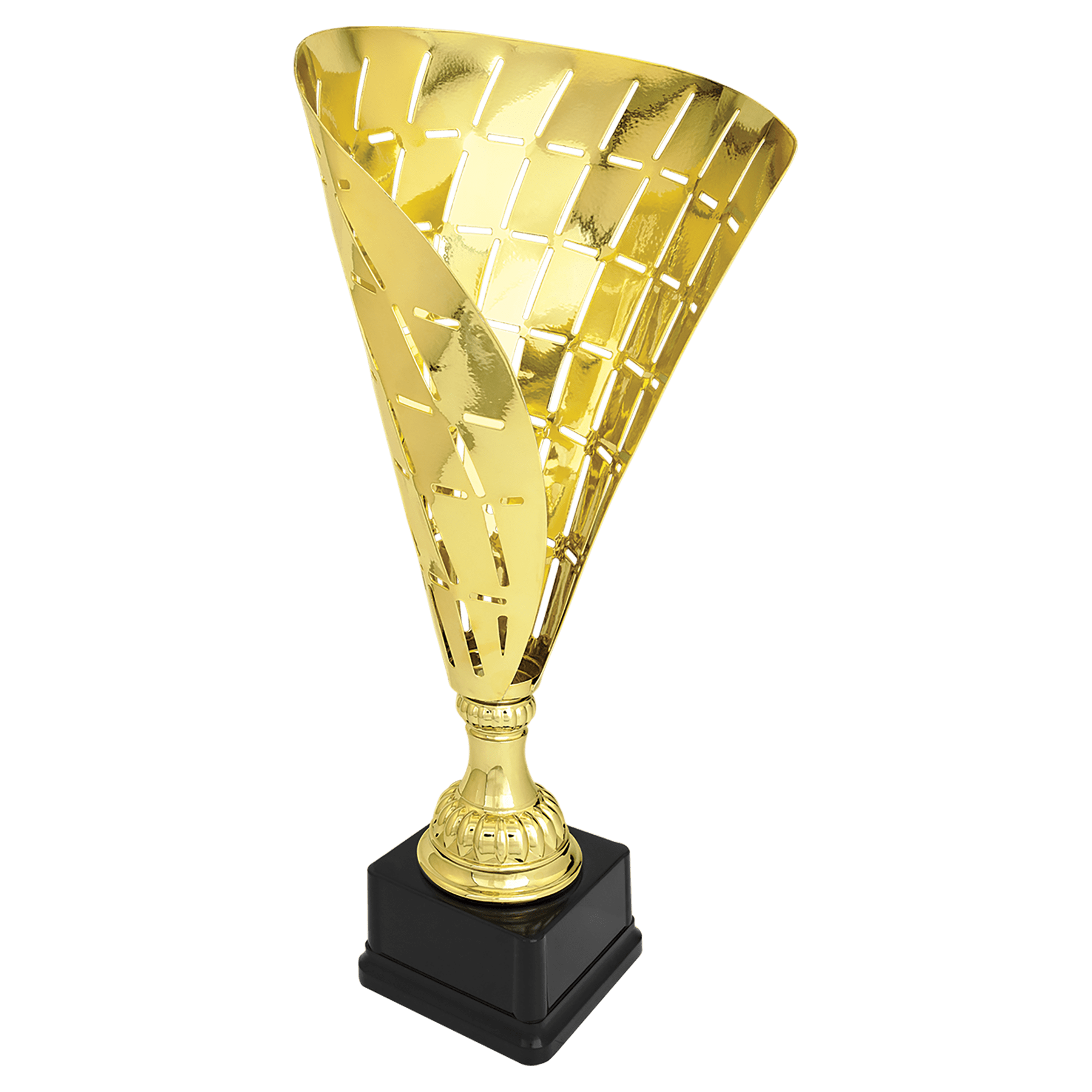 19 1/2" Gold Metal Flag Cup on Plastic Base