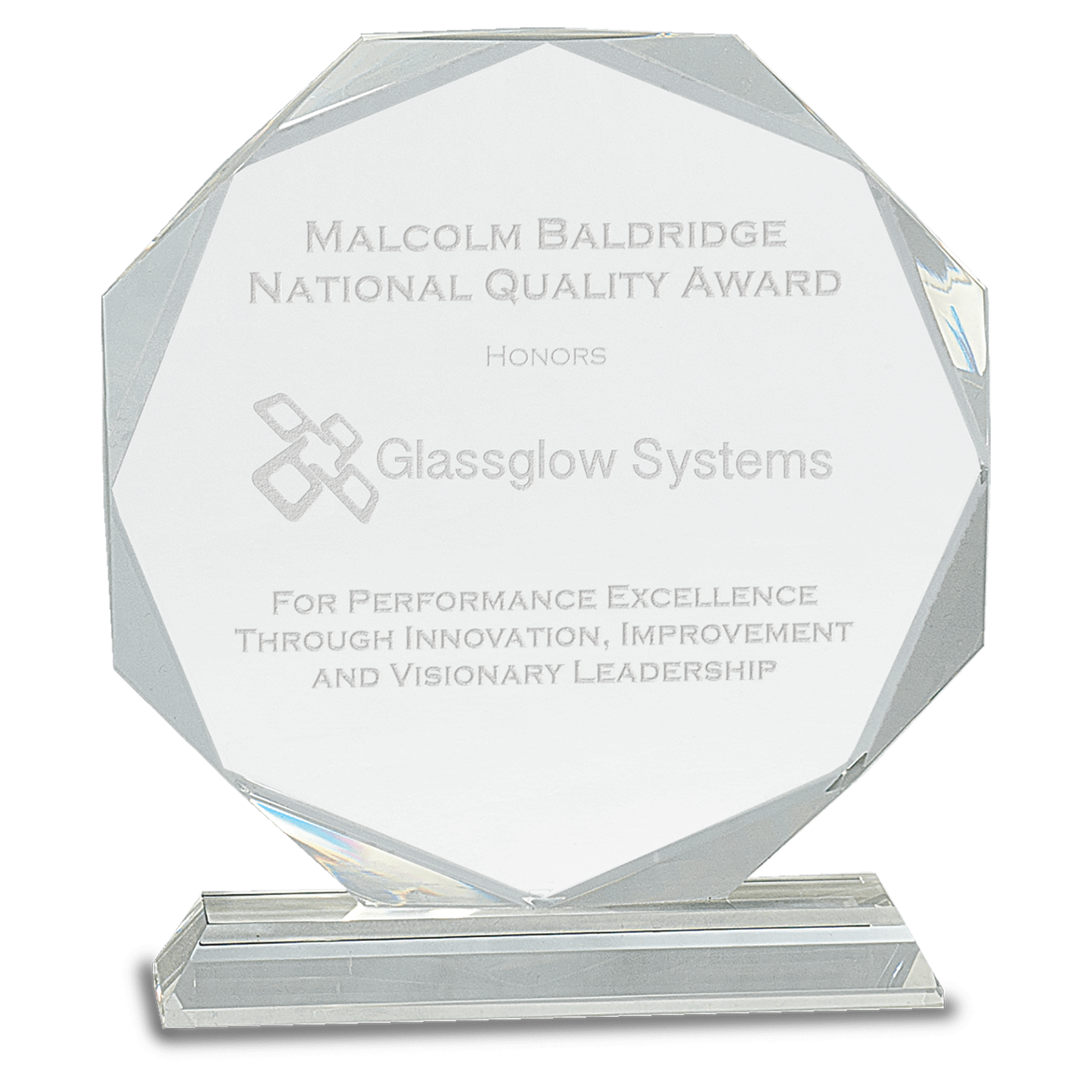 8" Clear Crystal Octagon on Clear Pedestal Base