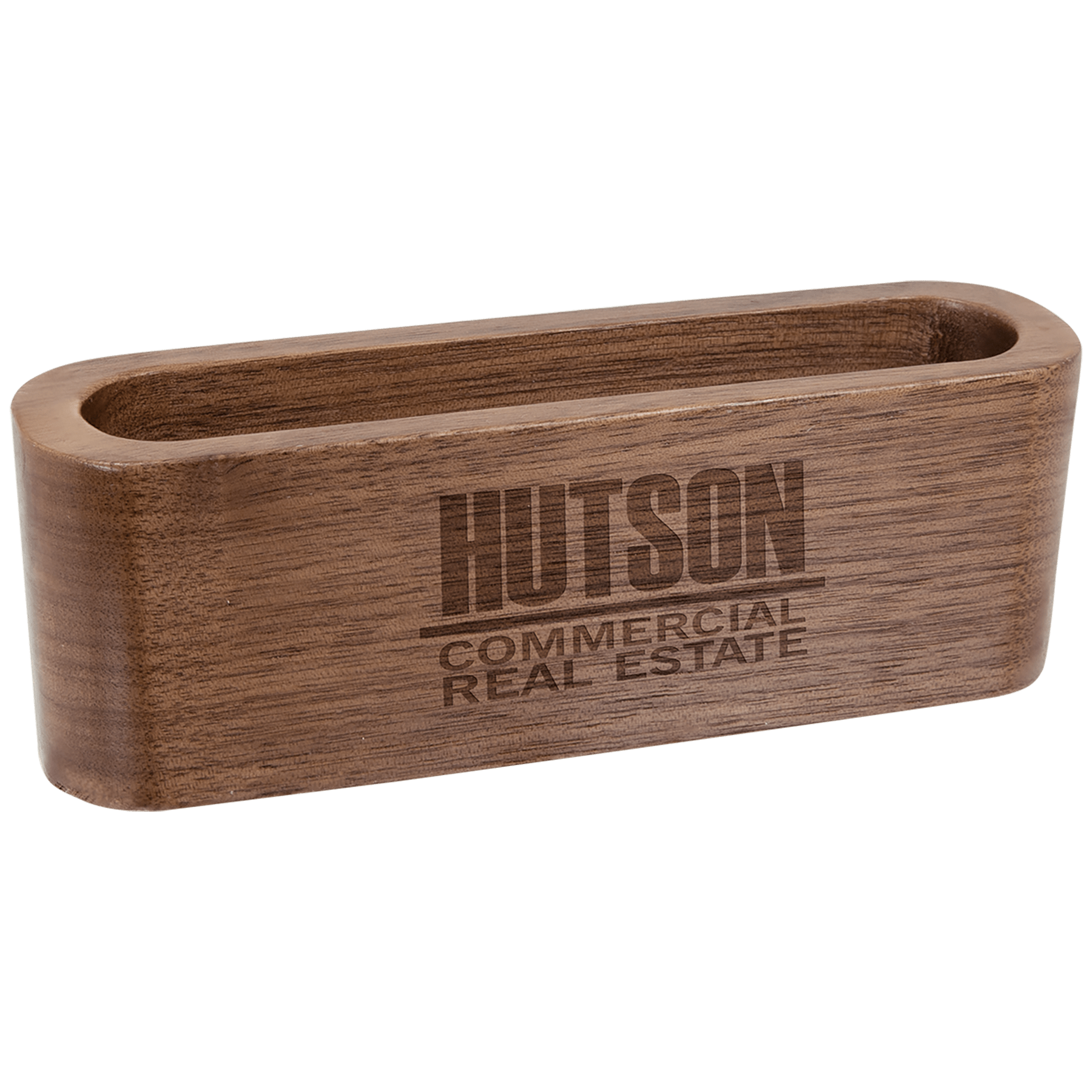 4 1/2" Walnut Wood Business Card Holder