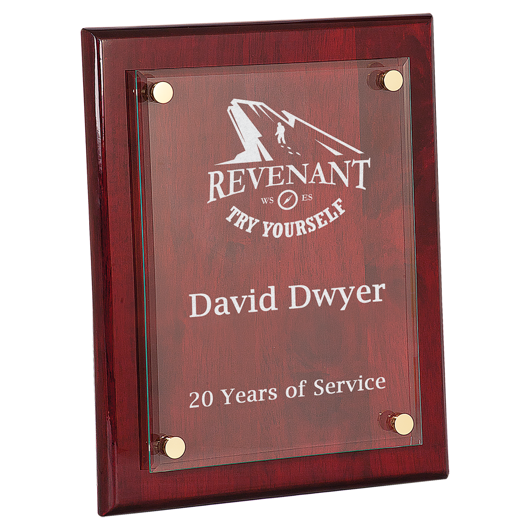 10 1/2" x 13" Rosewood Piano Finish Floating Glass Plaque