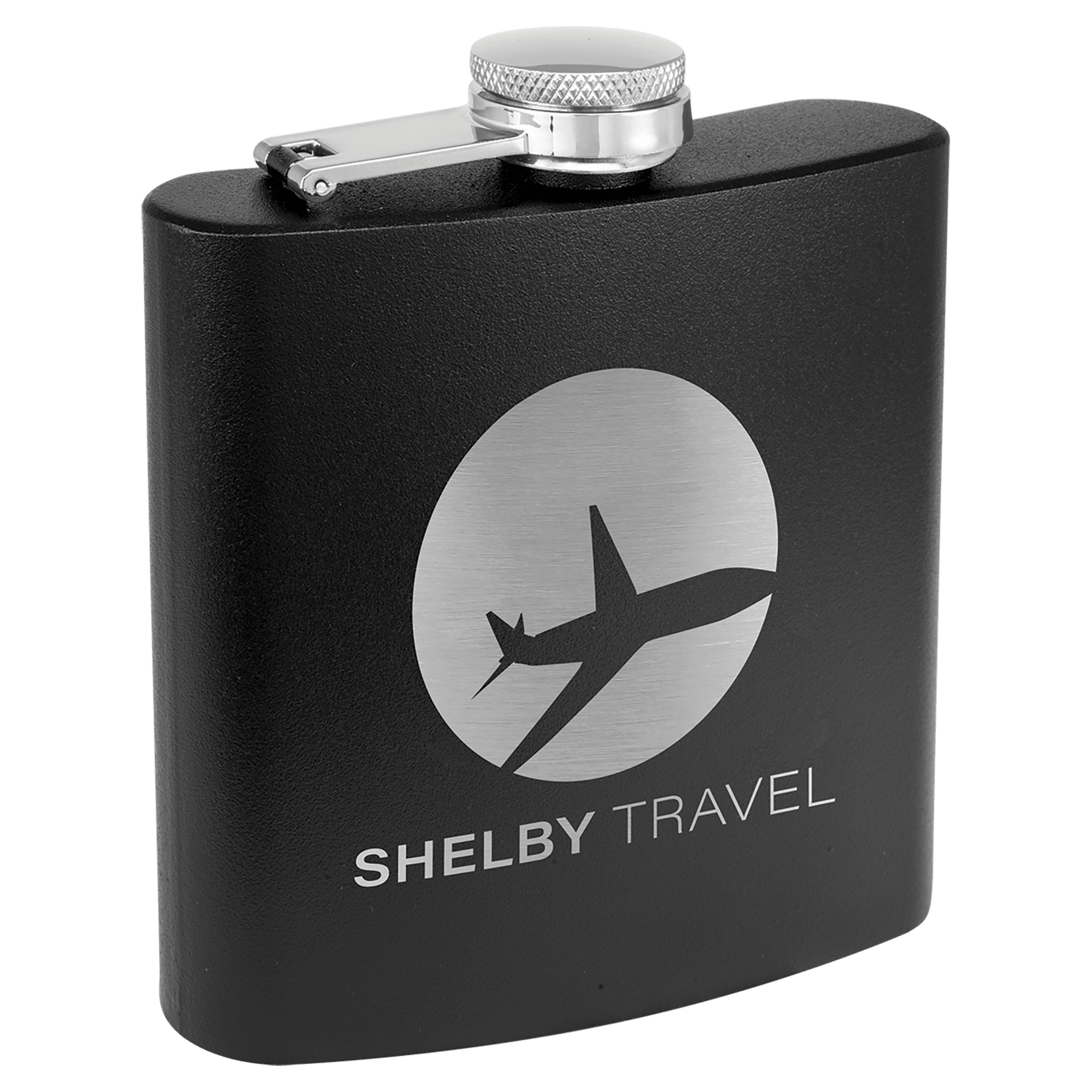 6 oz. Matte Black Powder Coated Laserable Stainless Steel Flask