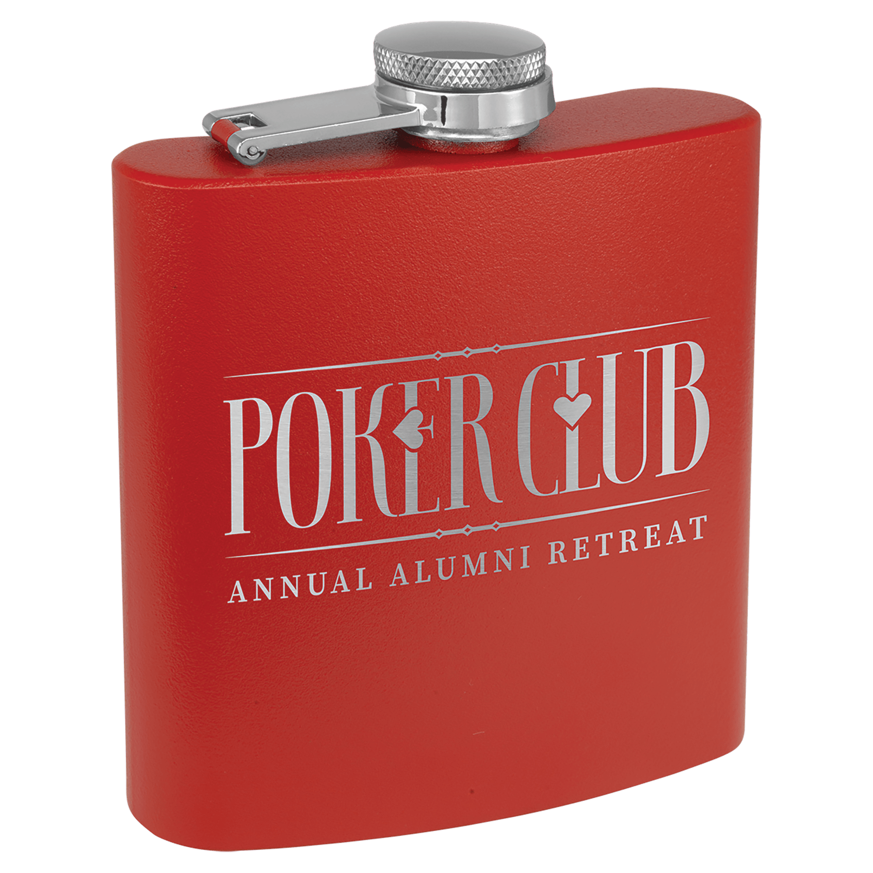 6 oz. Matte Red Powder Coated Laserable Stainless Steel Flask