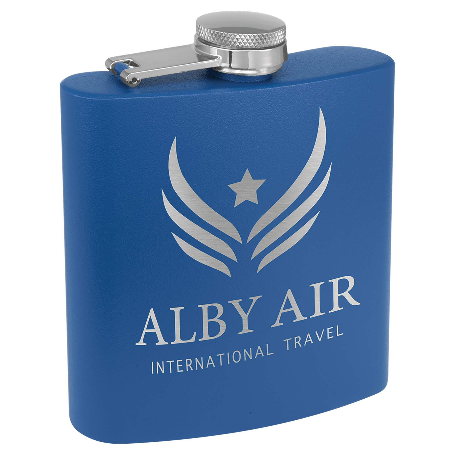 6 oz. Matte Royal Blue Powder Coated Laserable Stainless Steel Flask